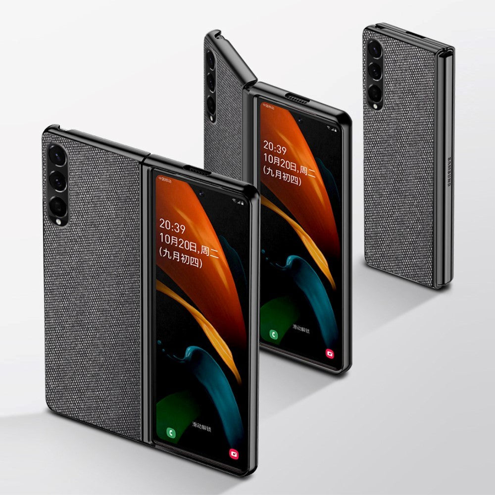 Samsung Galaxy Z Fold3 5G karbonfiber Kunstlær Bakdeksel - Svart