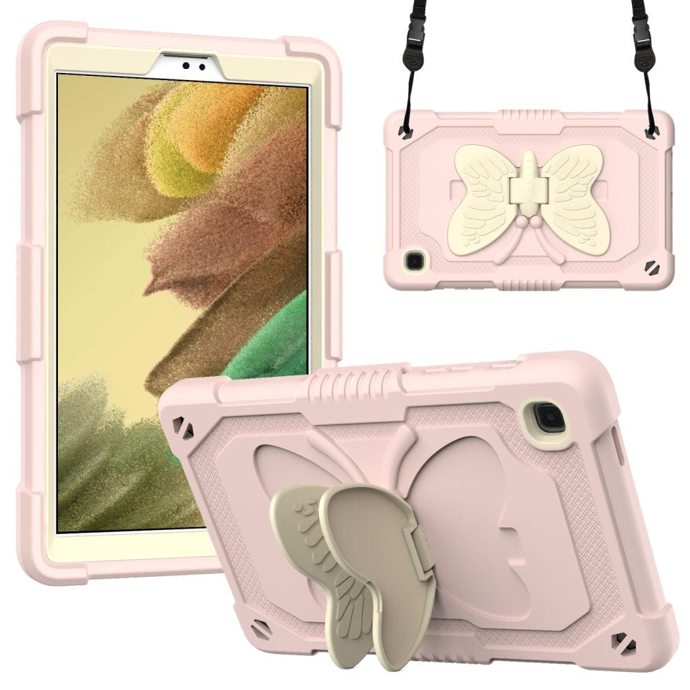 Samsung Galaxy Tab A7 Lite Butterfly Kickstand Barnedeksel - Grå / Pink