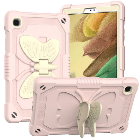 Samsung Galaxy Tab A7 Lite Butterfly Kickstand Barnedeksel - Grå / Pink