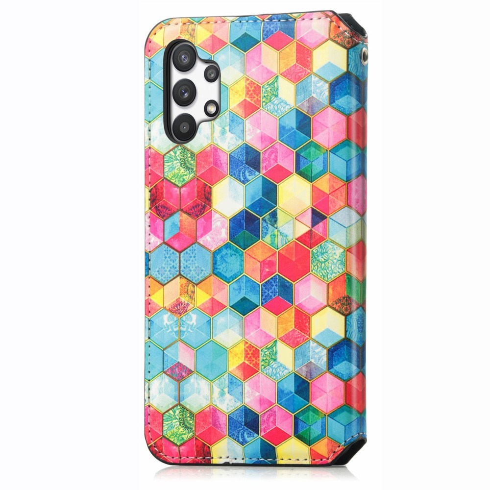 Samsung Galaxy A32 (4G) Caseneo Læder Flip Deksel m. Pung & Farverigt Print - Magiske Felter