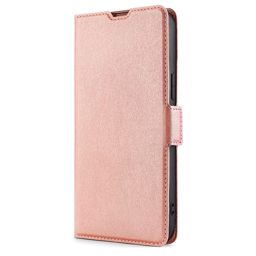 Samsung Galaxy S22 Thin Kunstskinn Flipdeksel med Lommebok - Rose Gold