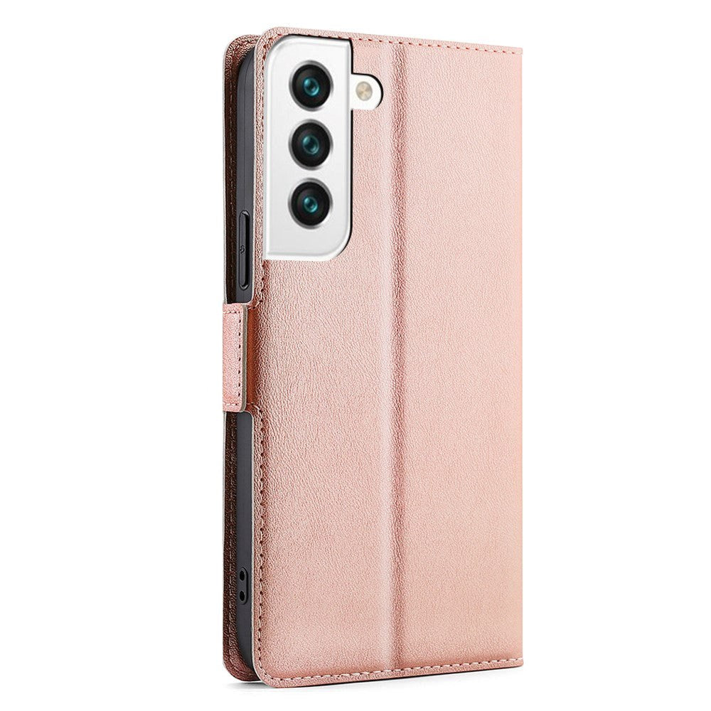 Samsung Galaxy S22 Thin Kunstskinn Flipdeksel med Lommebok - Rose Gold