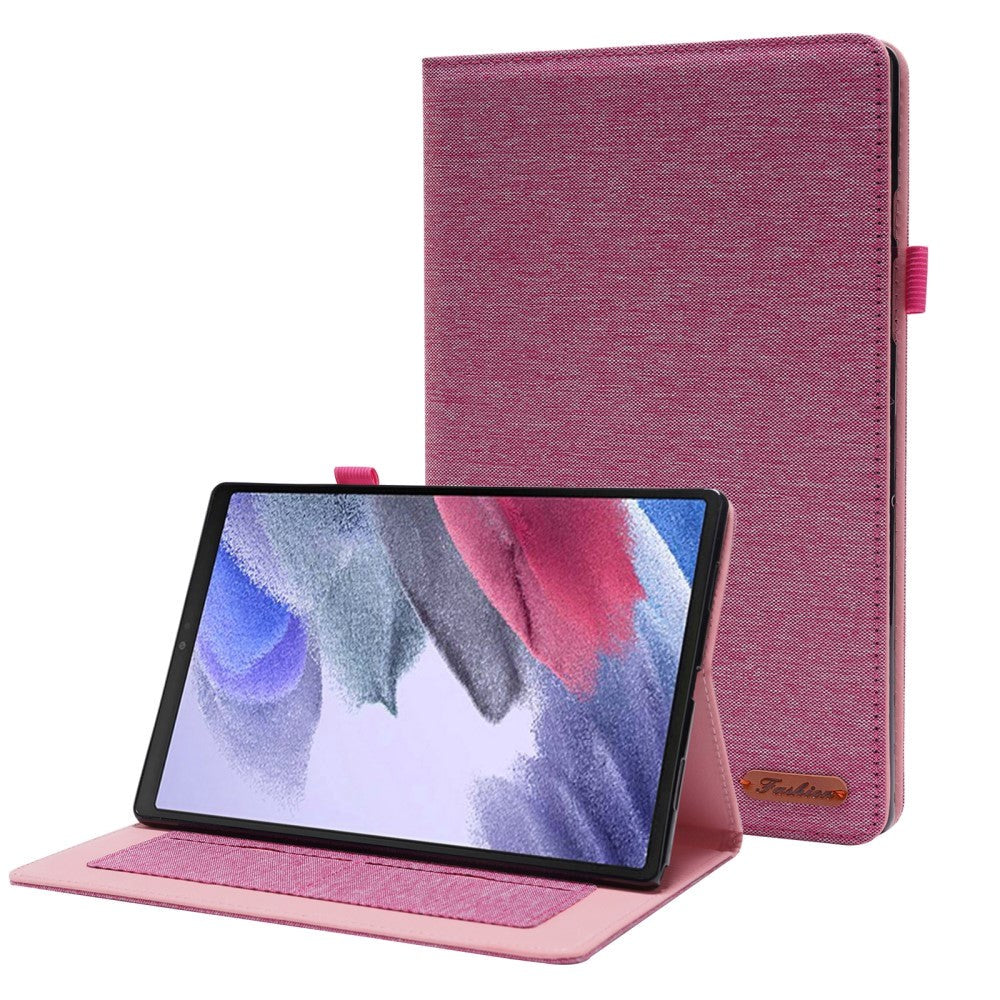 Samsung Galaxy Tab A8 10.5" Stoffpolstret Flipdeksel med Kortlommer - Rosa