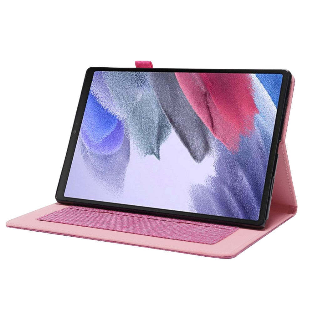 Samsung Galaxy Tab A8 10.5" Stoffpolstret Flipdeksel med Kortlommer - Rosa