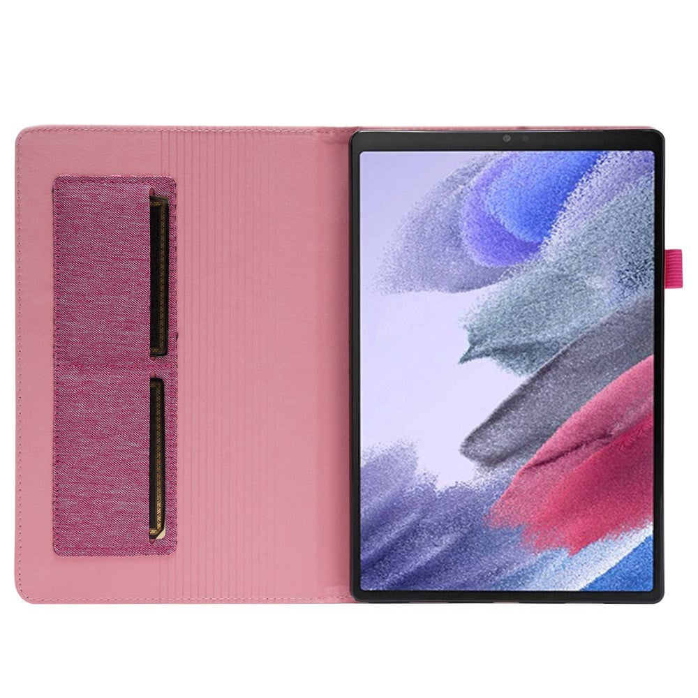 Samsung Galaxy Tab A8 10.5" Stoffpolstret Flipdeksel med Kortlommer - Rosa