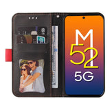 Samsung Galaxy M52 (5G) Tofarget Skinndeksel med Lommebok - Rød / Svart