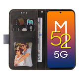 Samsung Galaxy M52 (5G) Tofarget Skinndeksel med Lommebok - Grå / Svart