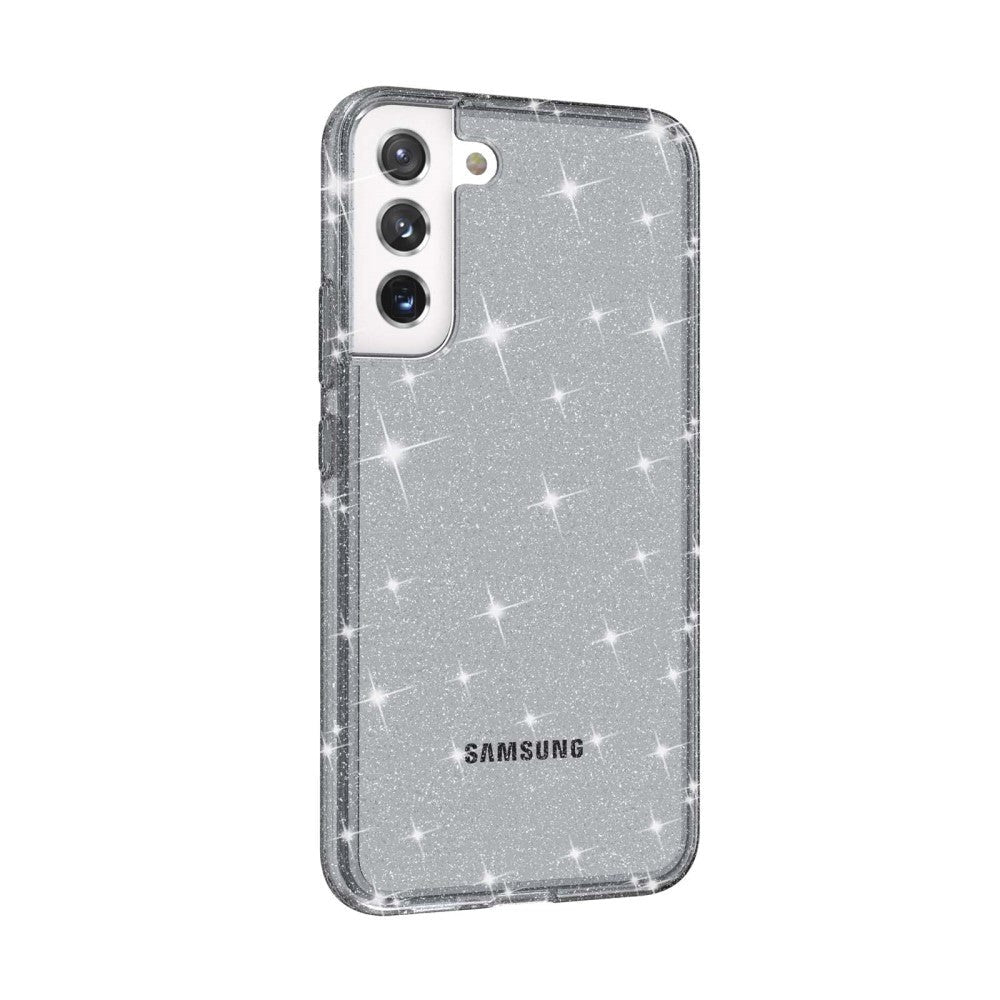 Samsung Galaxy S22 Hybrid Plastbakdeksel Gjennomsiktig - Svart Glitter