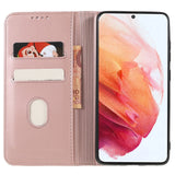 Samsung Galaxy S22 Flipdeksel i Matt Skinn - Lommebok & Stativ - Rose Gold