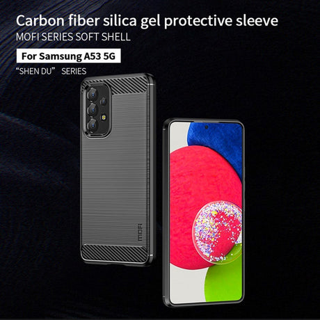 Samsung Galaxy A53 (5G) Mofi Brushed Carbon Fiber Fleksibelt Plast Deksel - Svart