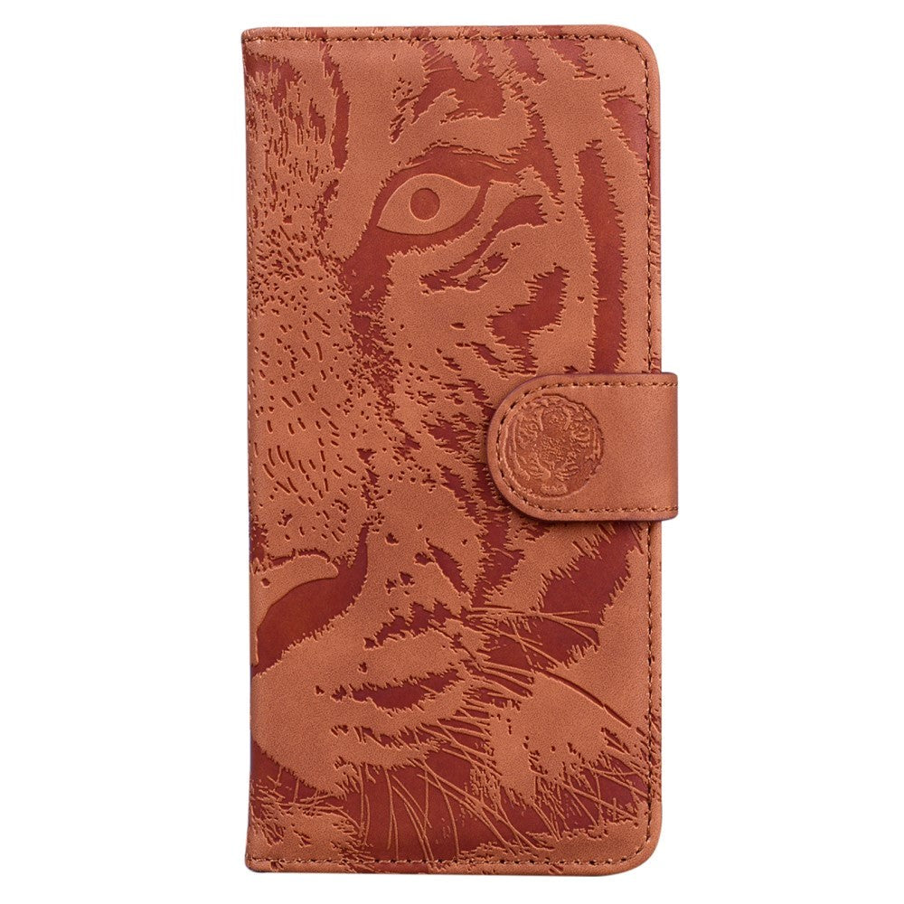 Samsung Galaxy A53 (5G) PU Skinn Flipdeksel med Lommebok - Tiger Print - Brun