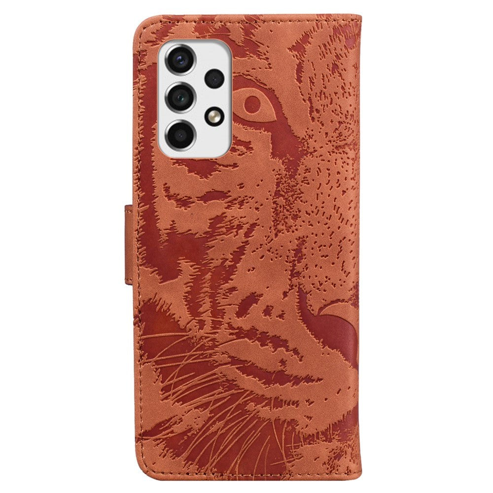 Samsung Galaxy A53 (5G) PU Skinn Flipdeksel med Lommebok - Tiger Print - Brun