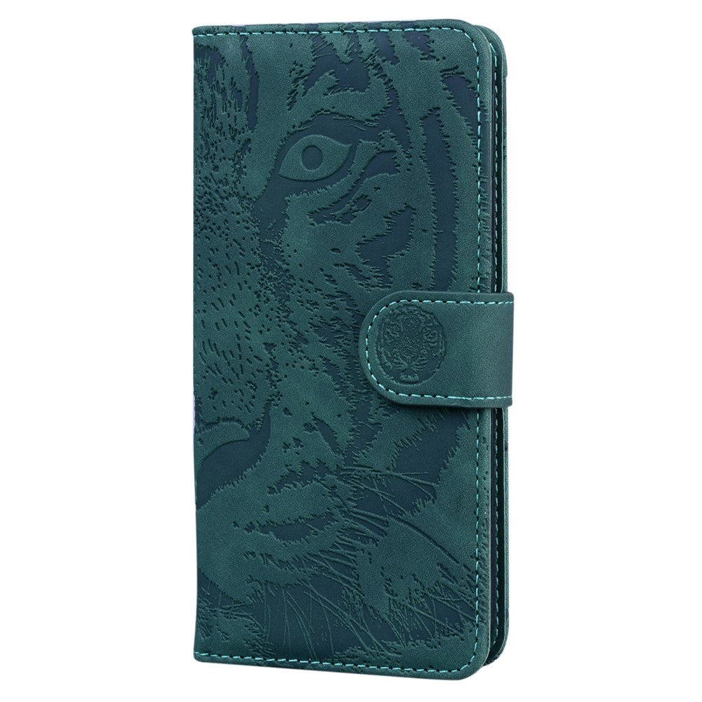 Samsung Galaxy A53 (5G) PU Skinn Flipdeksel med Lommebok - Tiger Print - Grønn