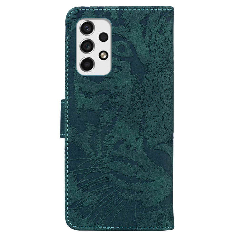 Samsung Galaxy A53 (5G) PU Skinn Flipdeksel med Lommebok - Tiger Print - Grønn