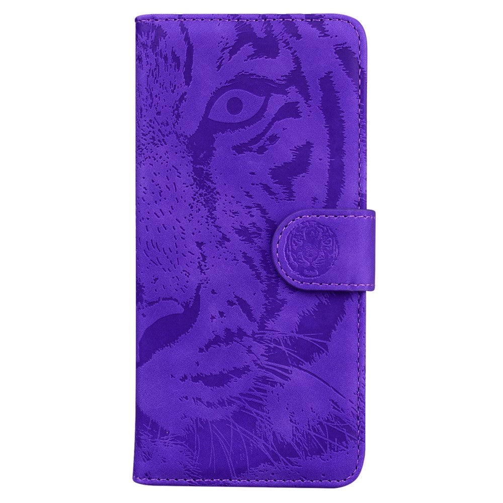 Samsung Galaxy A53 (5G) PU Skinn Flipdeksel med Lommebok - Tiger Print - Lilla