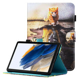 Samsung Galaxy Tab A8 10.5" (2021) Flip Deksel I Kunstskinn med Stativfunksjon Og Kortholder - Cat and Tiger