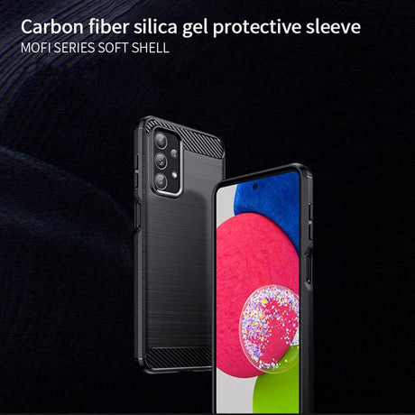 Samsung Galaxy A23 (5G) Mofi Brushed Carbon Fiber Fleksibelt Plast Deksel - Svart