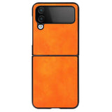 Samsung Galaxy Z Flip4 (5G) Plast + Litchi Kunstskinn Bakdeksel - Oransje