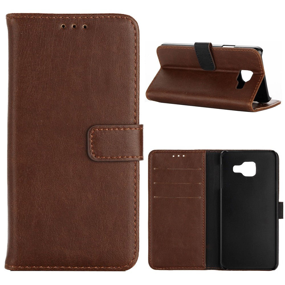 Samsung Galaxy A5 (2017) Wallet Skinn Etui med Lommebok Mørkebrun