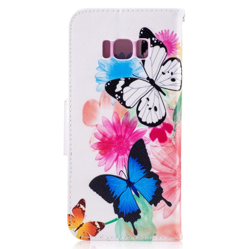 Samsung Galaxy S8 Butterflies & Flowers Etui med Lommebok