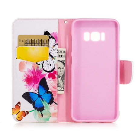 Samsung Galaxy S8 Butterflies & Flowers Etui med Lommebok