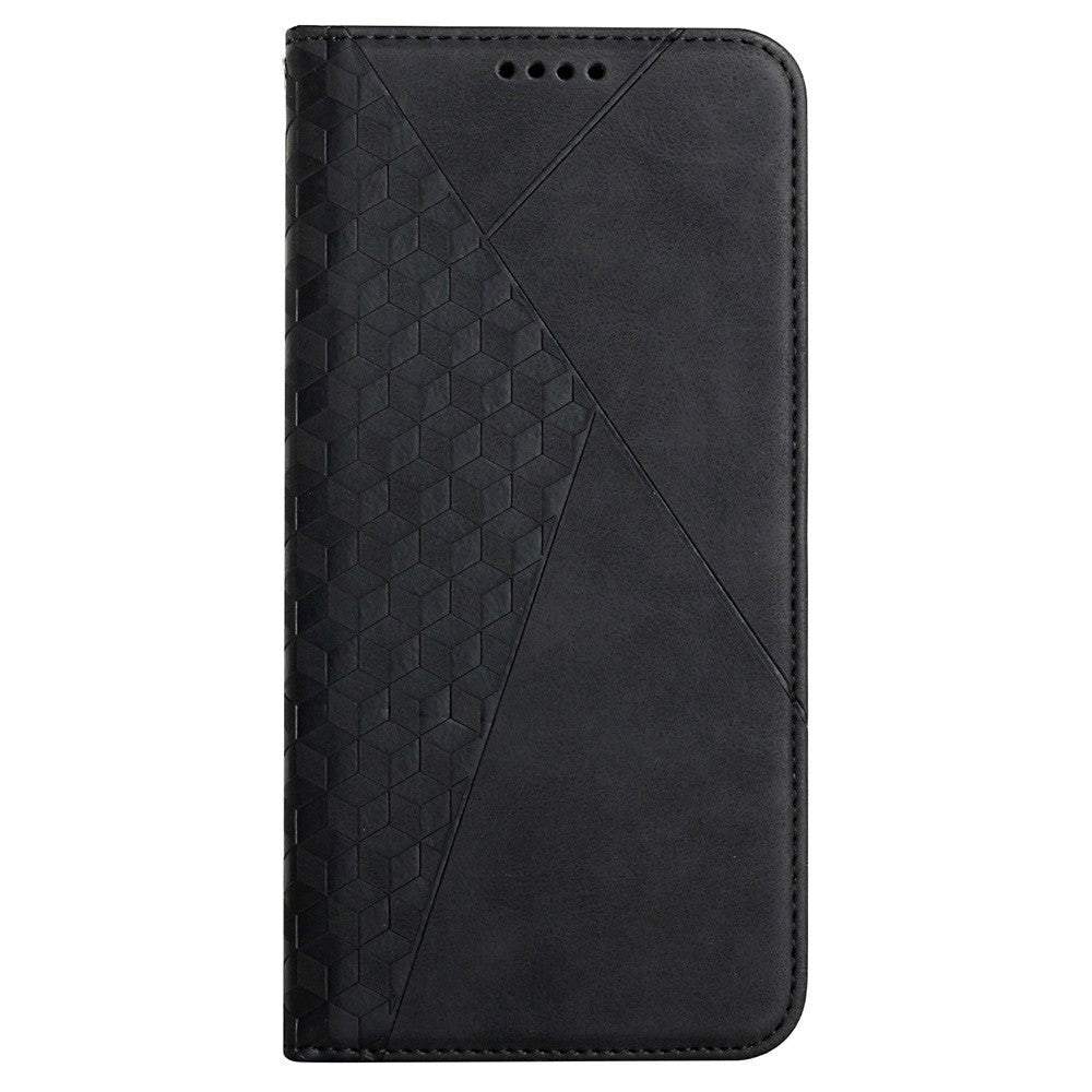 Sony Xperia 10 III PU Skinn Flip Deksel m. Kortholder & Ribbet Design - Svart