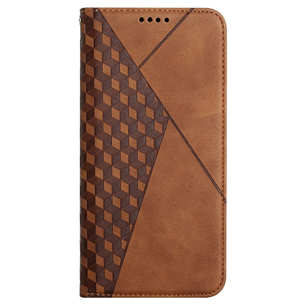 Sony Xperia 10 III PU Skinn Flip Deksel m. Kortholder & Ribbet Design - Brun