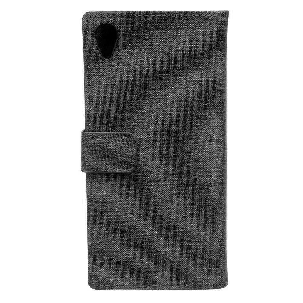 Sony Xperia L1 Cloth Texture Wallet Etui Svart