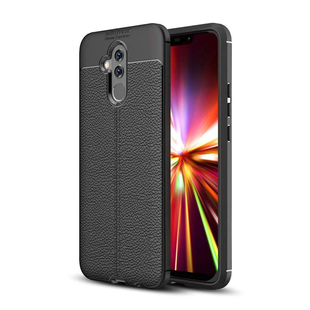 Huawei Mate 20 Lite Litchi Texture Fleksibelt Deksel Svart