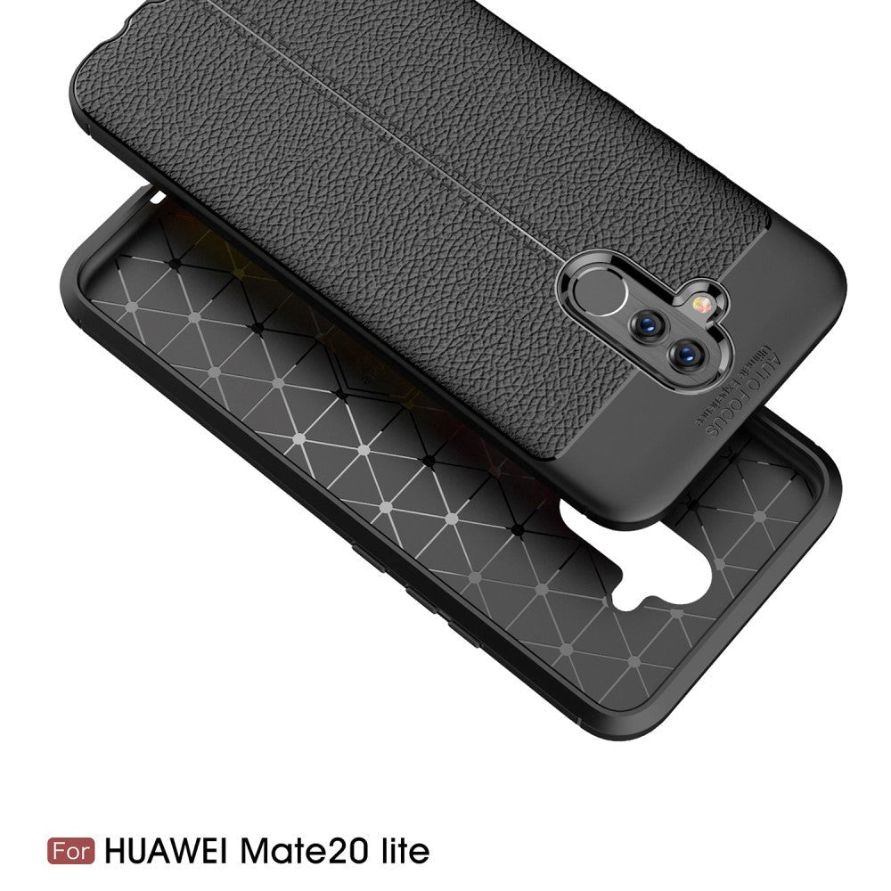 Huawei Mate 20 Lite Litchi Texture Fleksibelt Deksel Svart