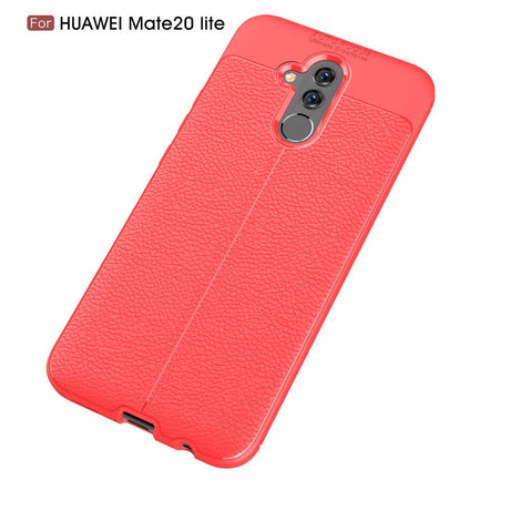 Huawei Mate 20 Lite Litchi Texture Fleksibelt Deksel Rød