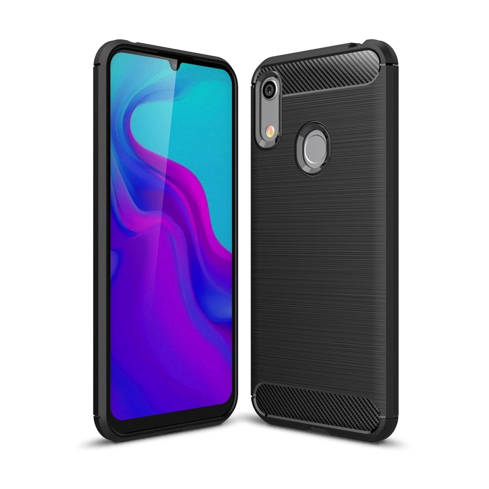 Huawei Y6 (2019) Brushed Carbon Fiber TPU Plast Deksel Svart