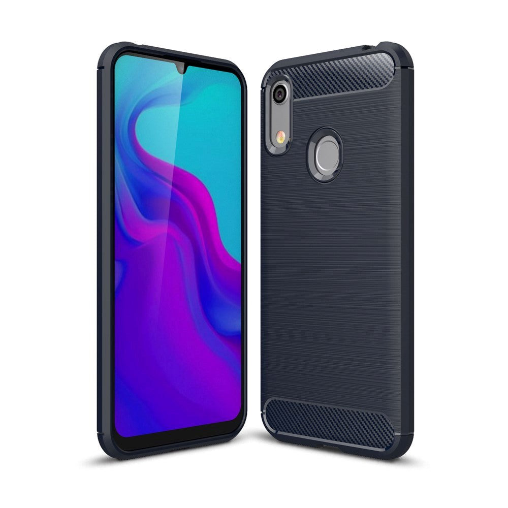 Huawei Y6 (2019) Brushed Carbon Fiber TPU Plast Deksel Mørkeblå