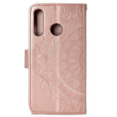 Huawei P30 Lite Skinn Flip Deksel med Lommebok - Mandala Mønster Rose Gull