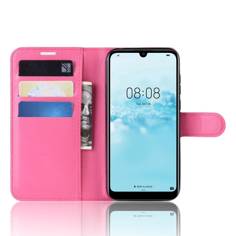 Huawei Y5 (2019) Litchi Skinn Flip Deksel med Lommebok - Rosa