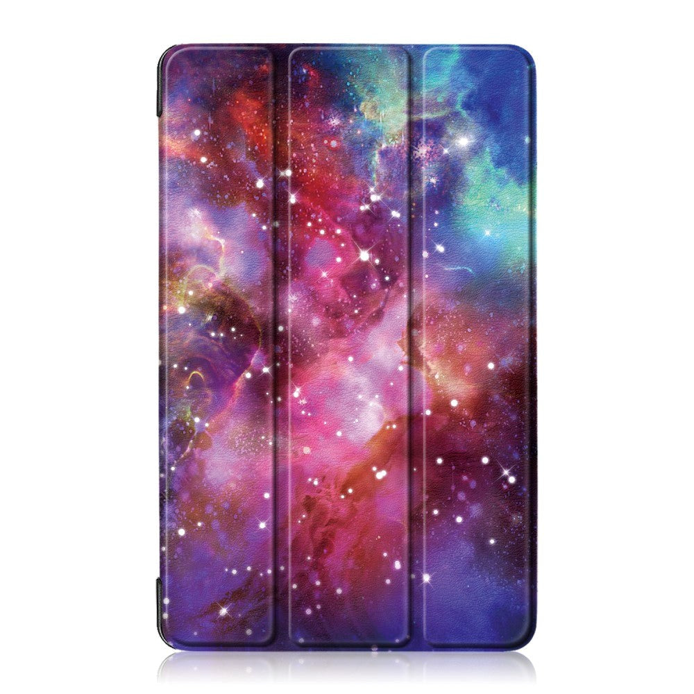 Huawei MediaPad M5 Lite 8 Skinn Deksel m. Folde & Stativfunksjon - Purple Cosmic Space