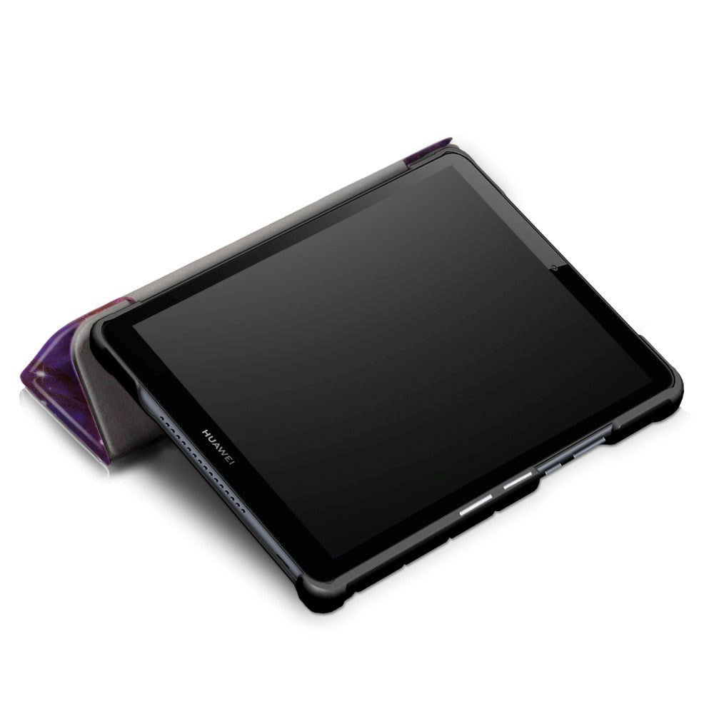 Huawei MediaPad M5 Lite 8 Skinn Deksel m. Folde & Stativfunksjon - Purple Cosmic Space