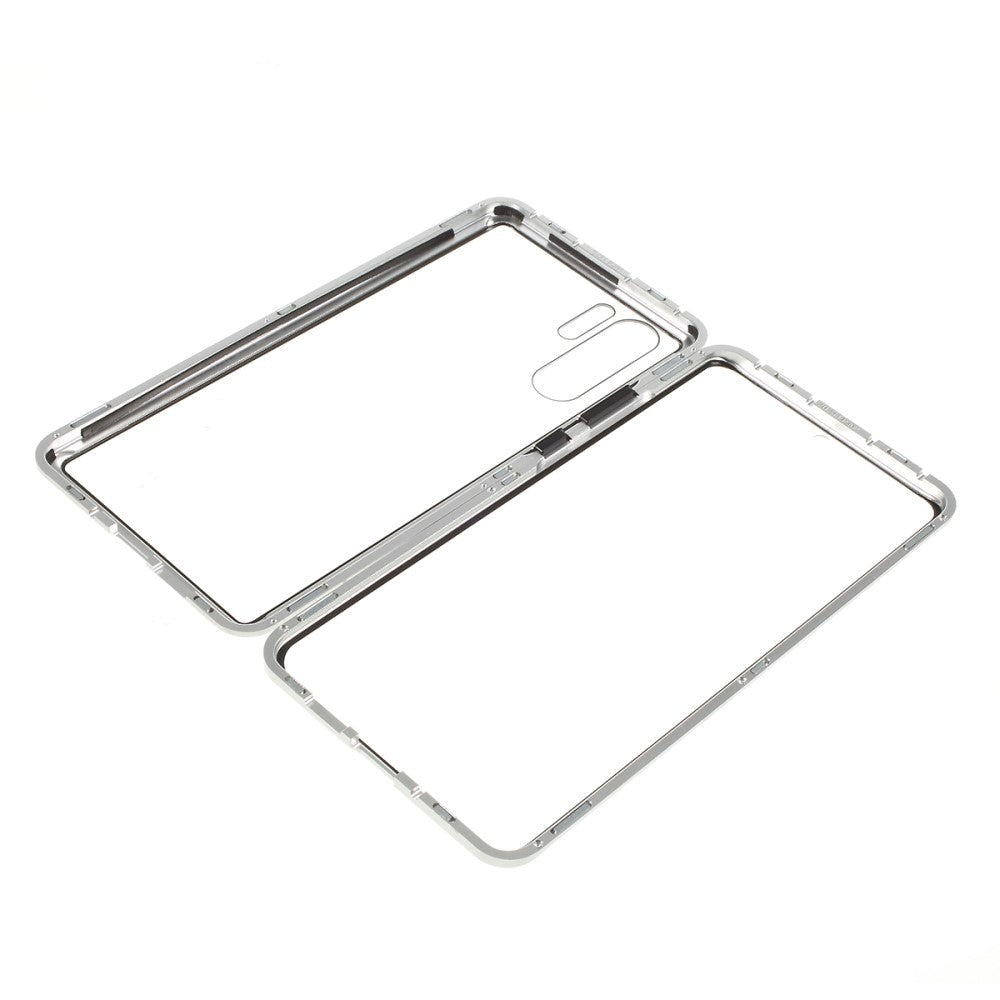 Huawei P30 Pro Magnetisk Metallramme m. Glass For- og Bakdeksel - Sølv