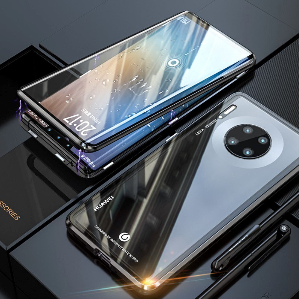 Huawei Mate 30 Pro 360⁰ Magnetisk Metal Deksel m. Glas Forside & Bakside - Svart