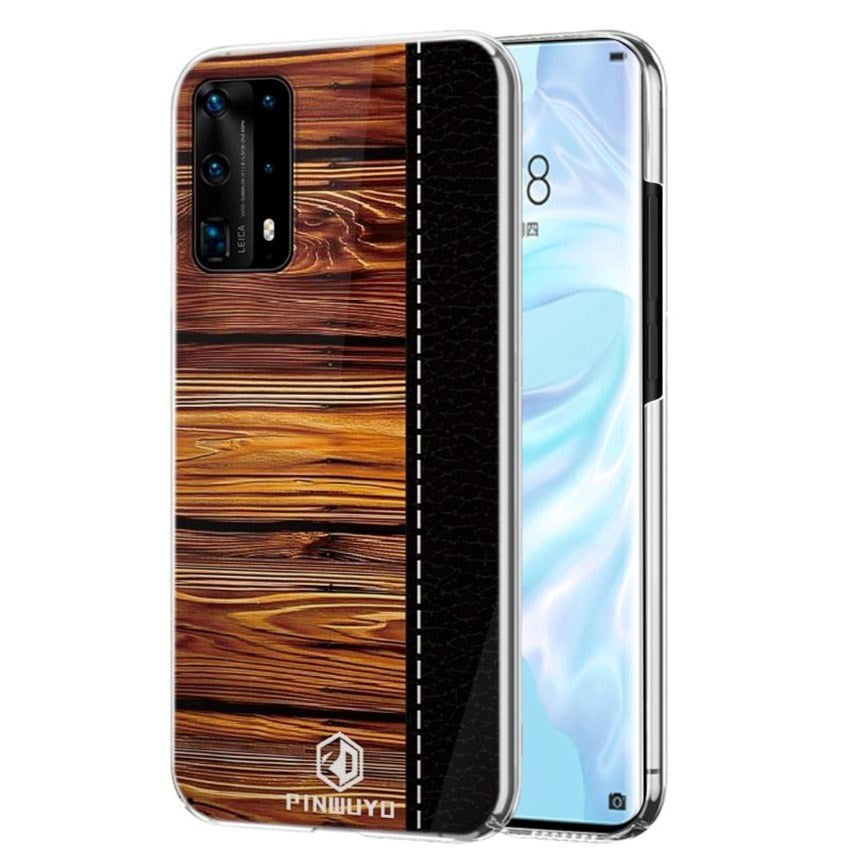 Huawei P40 Pro Pinwuyo Wood Grain Style Deksel - Svart