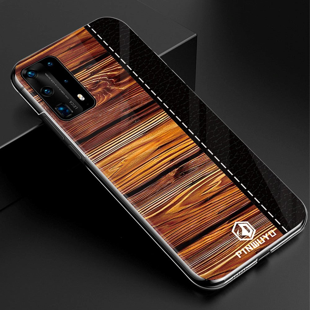 Huawei P40 Pro Pinwuyo Wood Grain Style Deksel - Svart