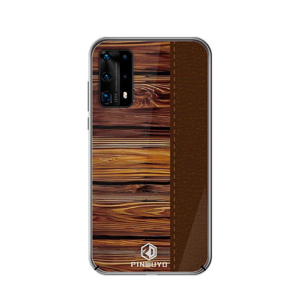 Huawei P40 Pro Pinwuyo Wood Grain Style Deksel - Brun