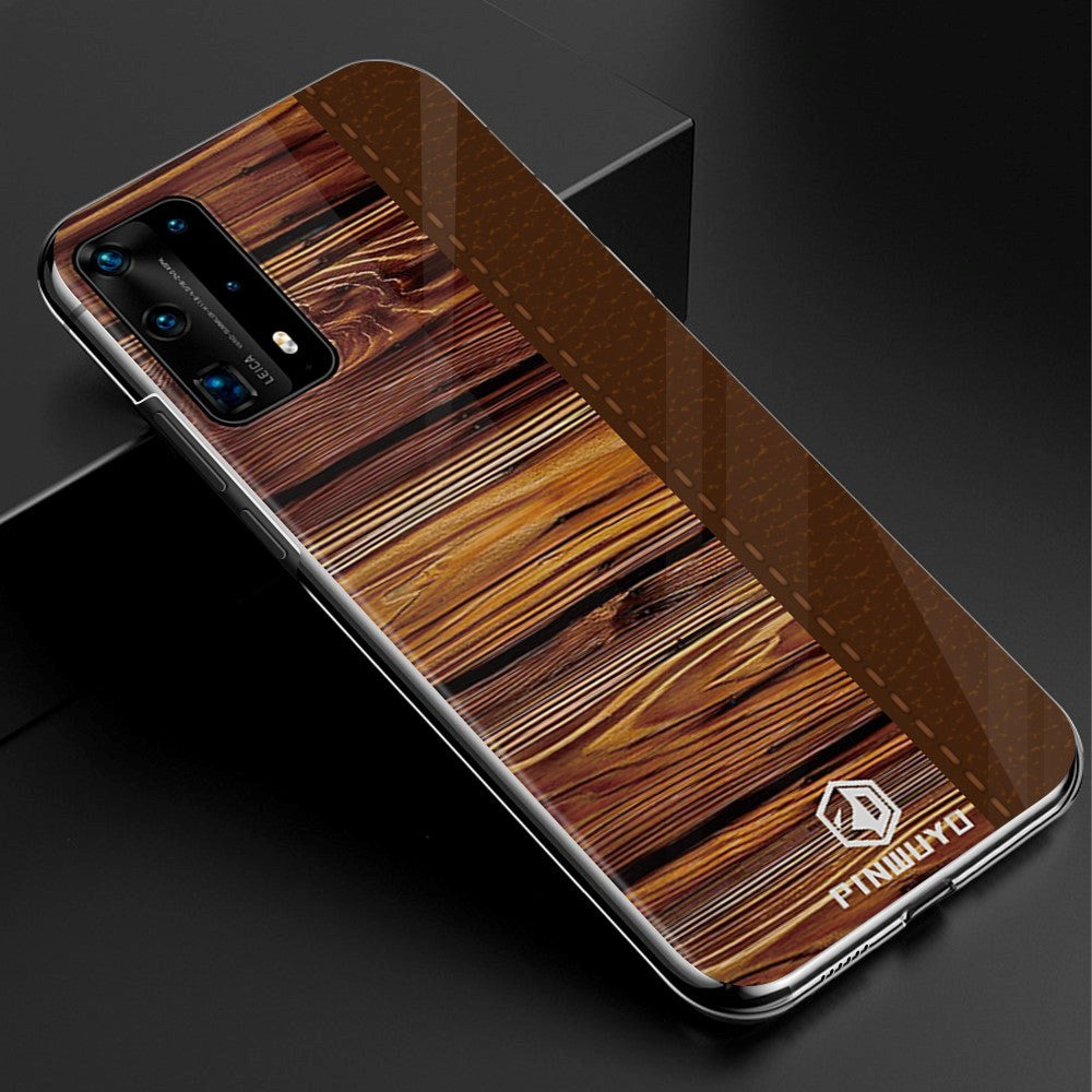 Huawei P40 Pro Pinwuyo Wood Grain Style Deksel - Brun