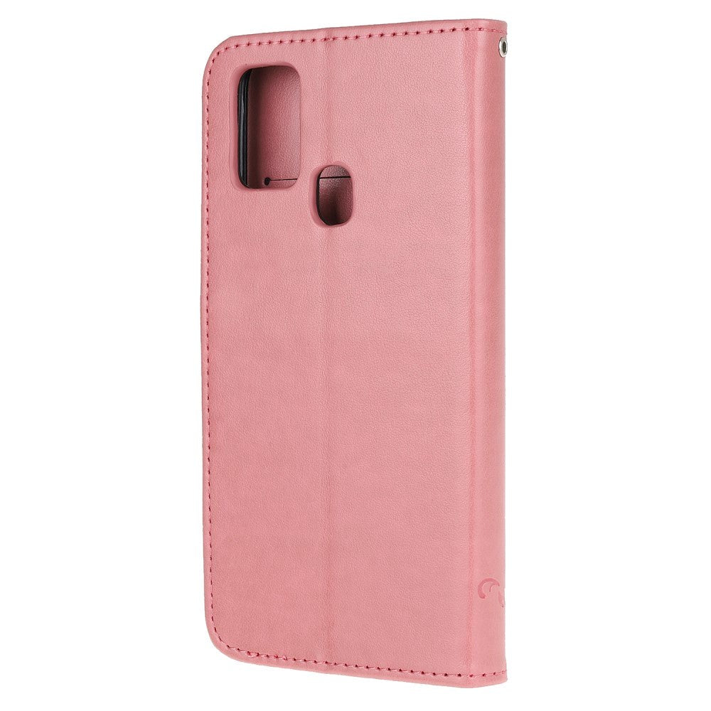 Huawei P Smart (2020) Skinndeksel med Lommebok - Blomster og Sommerfugler Pink