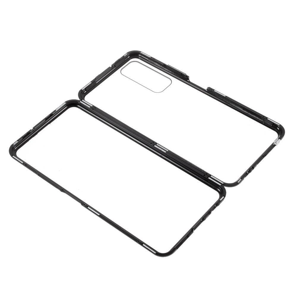 Huawei P Smart 2021 Magnetisk Deksel m. Glas Forside & Bakside- Sort