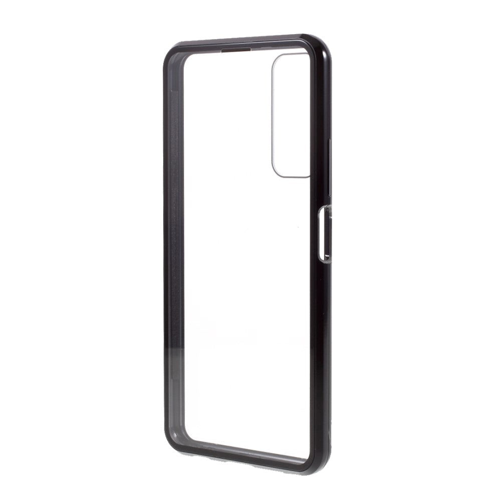 Huawei P Smart 2021 Magnetisk Deksel m. Glas Forside & Bakside- Sort