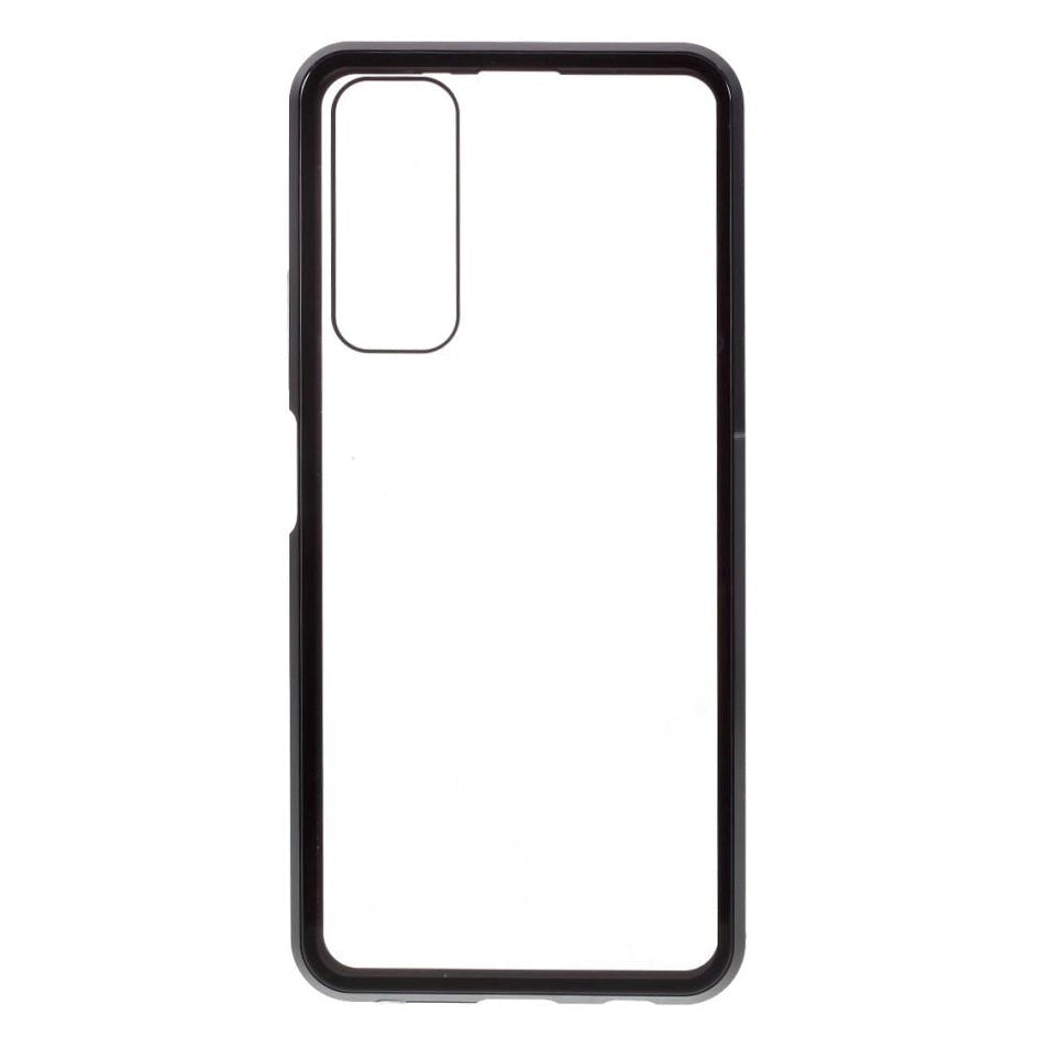 Huawei P Smart 2021 Magnetisk Deksel m. Glas Forside & Bakside- Sort