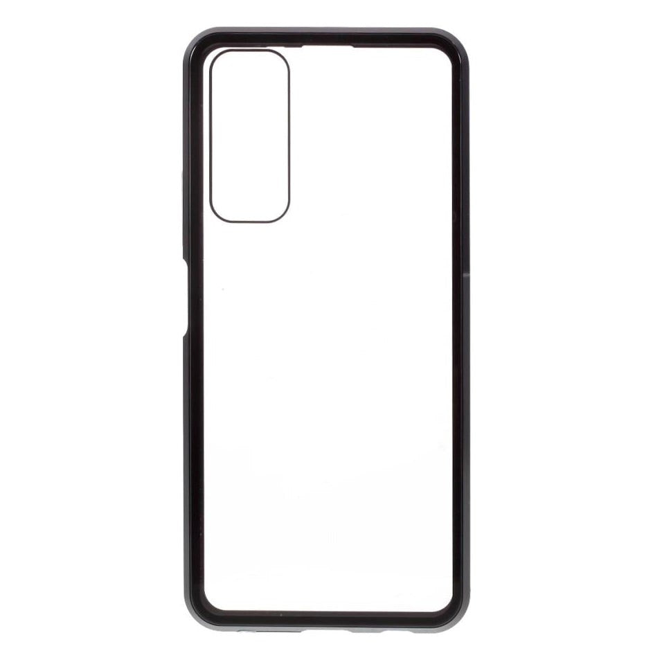 Huawei P Smart 2021 Magnetisk Deksel m. Glas Forside & Bakside- Sort