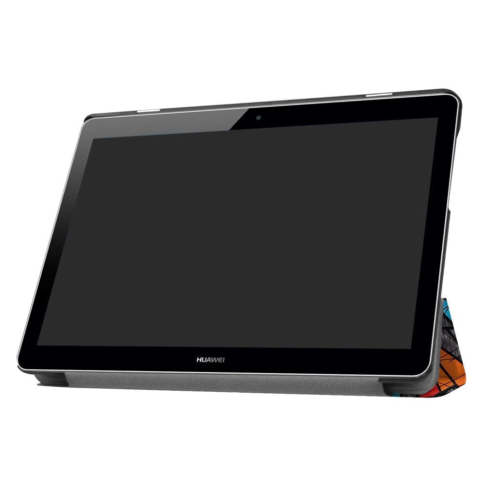 Huawei MediaPad T3 10 9.6" Deksel - Tri-Fold Skinndeksel "Crazy Patterns" Grå