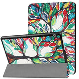 Huawei MediaPad T3 10 9.6" Deksel - Tri-Fold Skinndeksel "Tree Painting" Hvit / Grønn